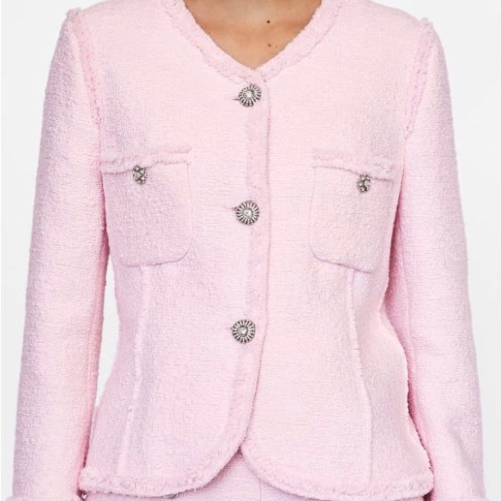 Zara Pink Tweed Women's Jacket